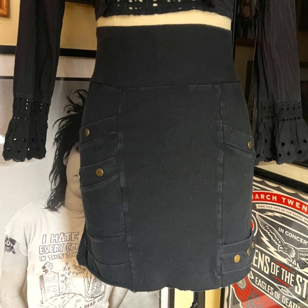 Black Mini Skirt with pockets- Blossoming Bumble